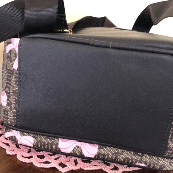 NWT Juicy Couture Simple Sweet Brown w/ Pink Bows Backpack - Picture 6 of 10